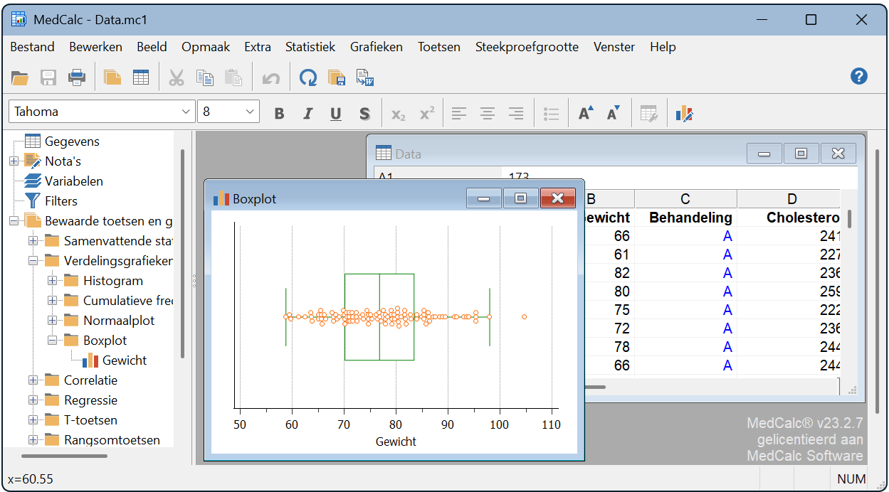 MedCalc schermafbeelding
